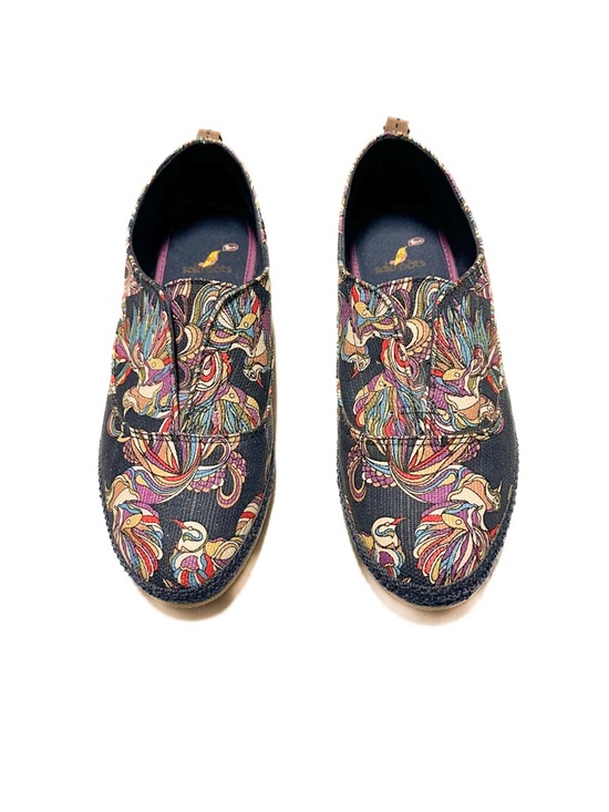 Sakroots Pheasants Loafer Flats Paisley Hummingbird Glitter Heel Slip On Sneaker - Picture 2 of 9